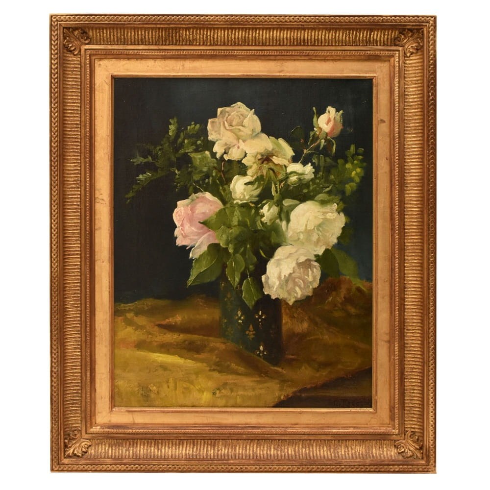 QF790 1 antique floral painting flower oil still life XIX.jpg